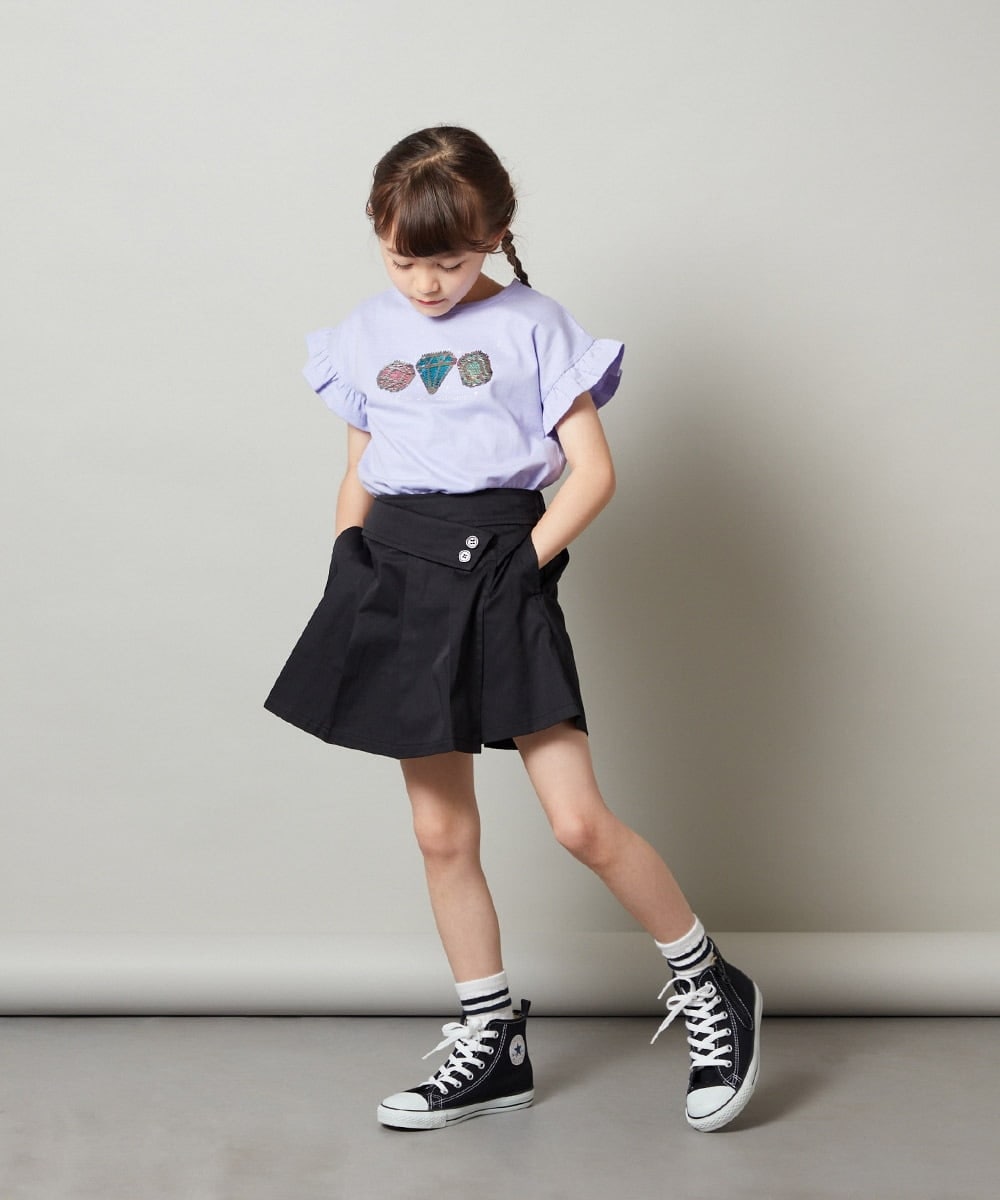 KJLGS06029 a.v.v KIDS(アー・ヴェ・ヴェ) [100-130]ラッププリーツキュロット ブラック