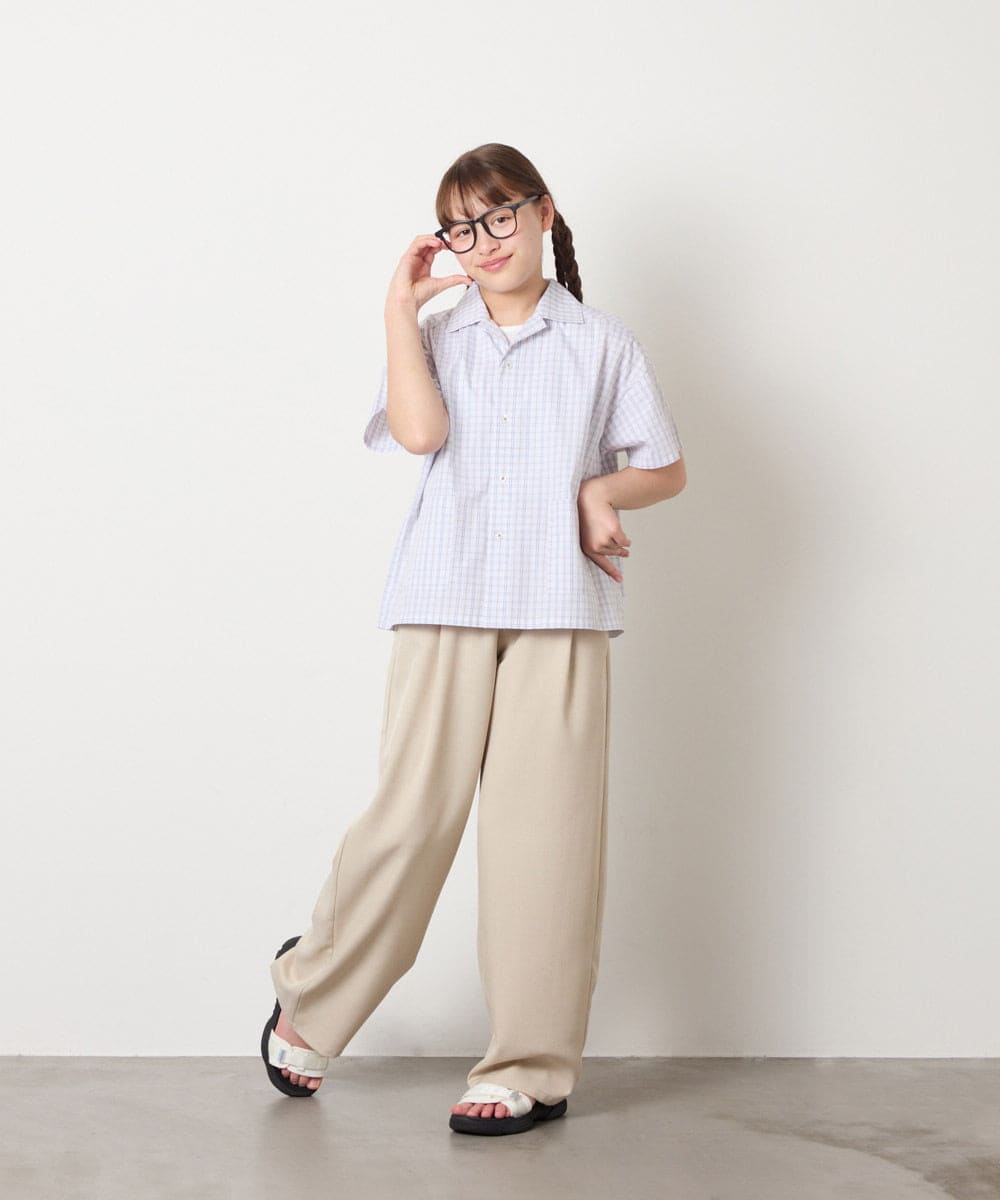 KJLHD90049 a.v.v KIDS(アー・ヴェ・ヴェ) [140-150]【男女兼用】タックワイドバギーパンツ ベージュ