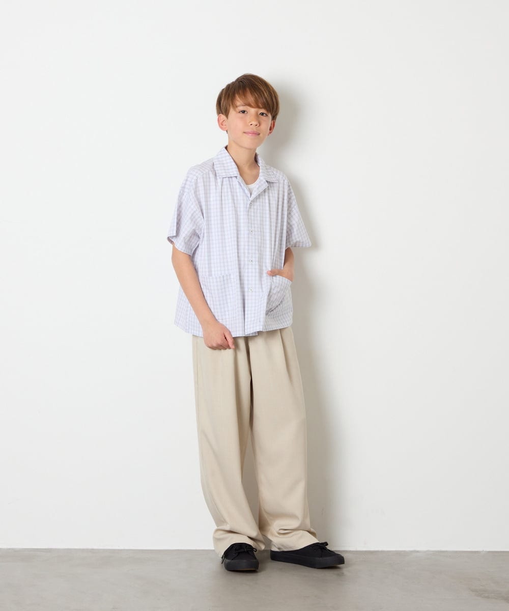 KJLHD90049 a.v.v KIDS(アー・ヴェ・ヴェ) [140-150]【男女兼用】タックワイドバギーパンツ ベージュ