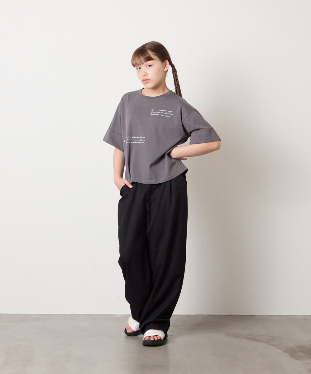 KJLHD90049 a.v.v KIDS(アー・ヴェ・ヴェ) [140-150]【男女兼用】タックワイドバギーパンツ ブラック