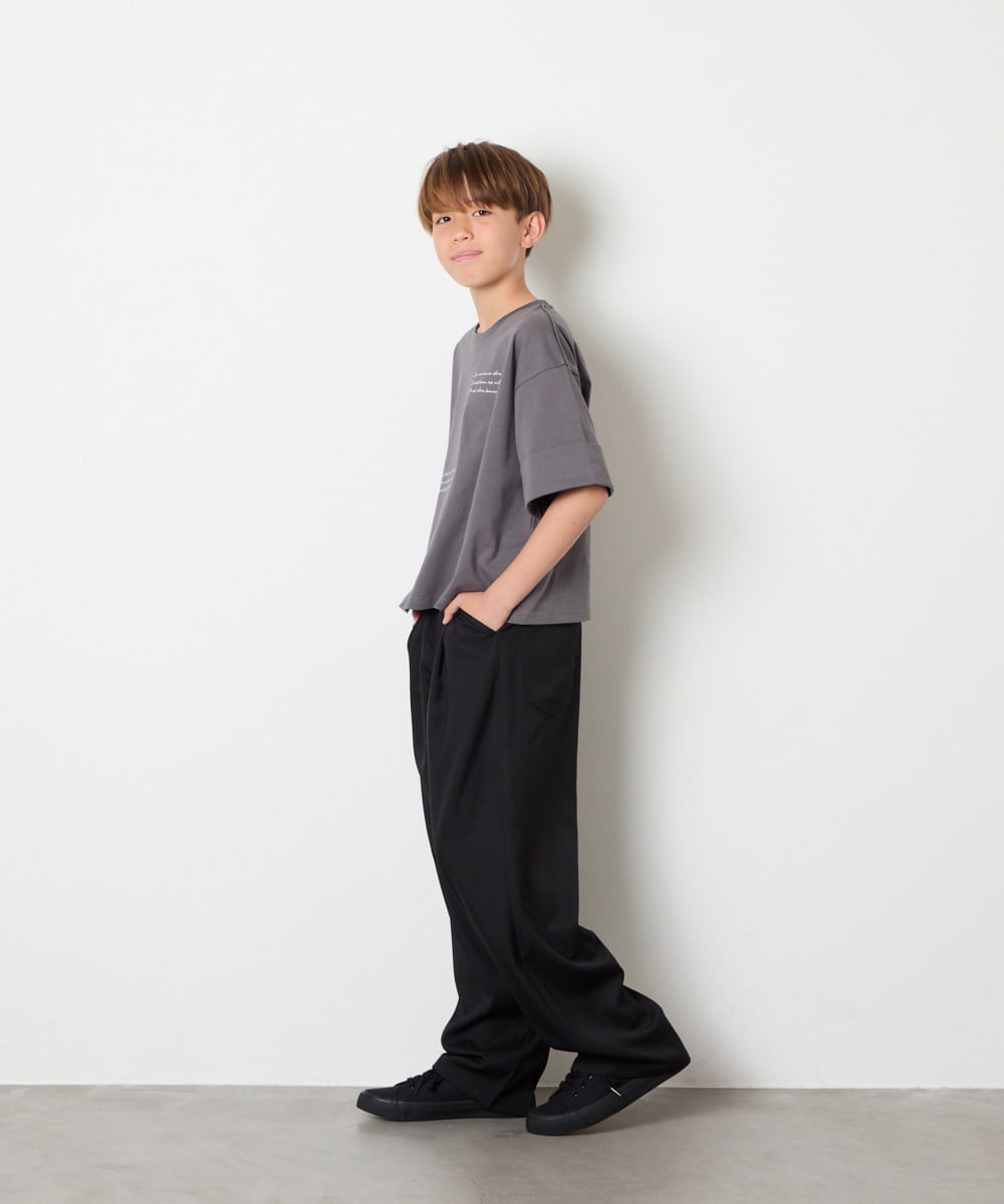 KJLHD90049 a.v.v KIDS(アー・ヴェ・ヴェ) [140-150]【男女兼用】タックワイドバギーパンツ ブラック