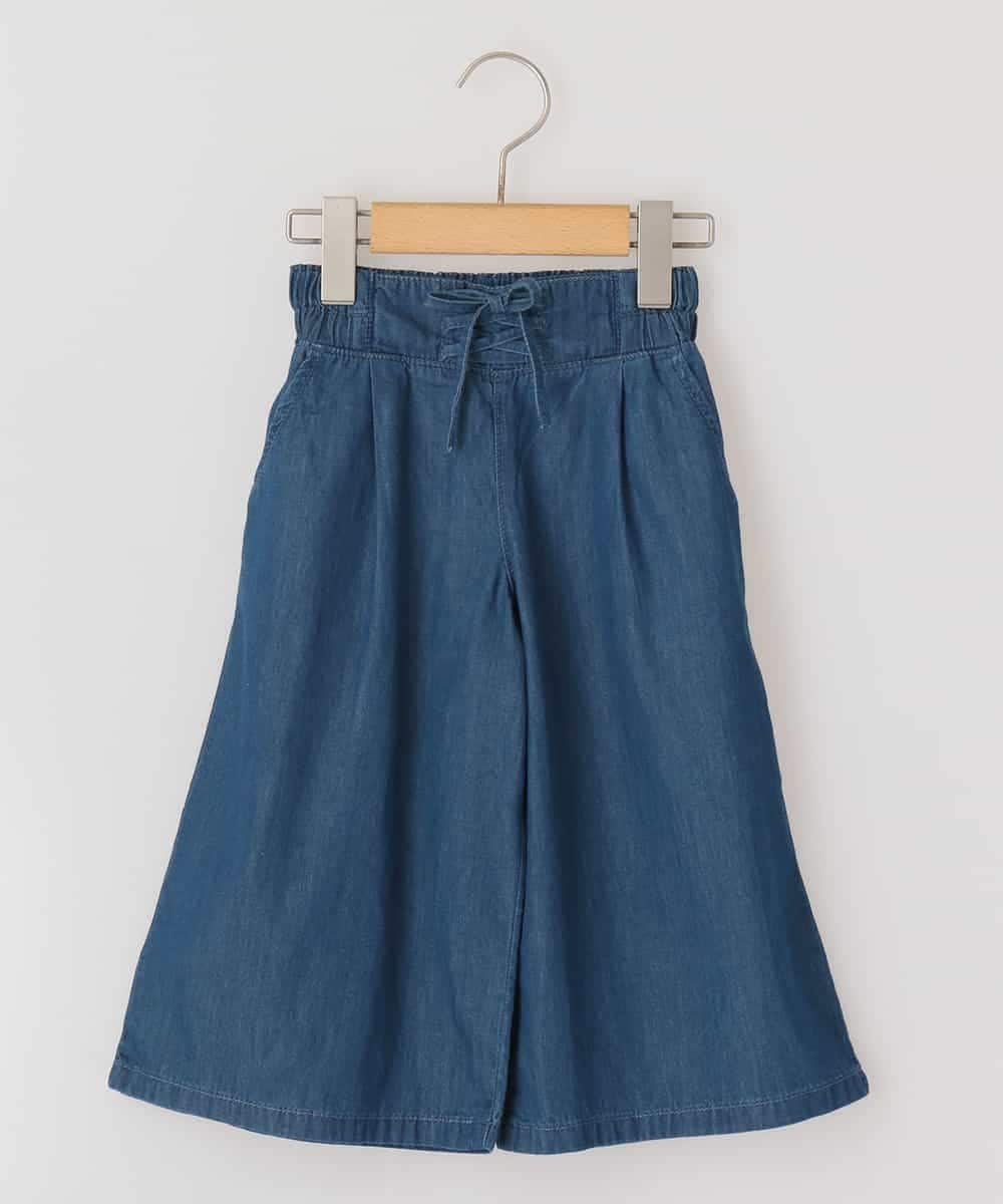 KJLHE05034 a.v.v KIDS(アー・ヴェ・ヴェ) [140-150]ウェストレースアップデニムガウチョパンツ ブルー