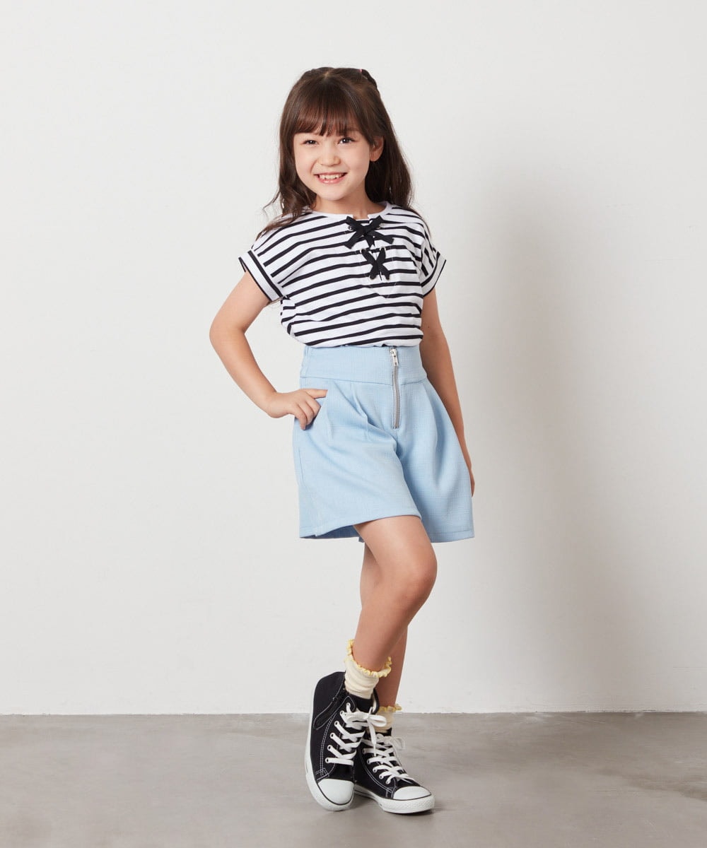 KJLHV21029 a.v.v KIDS(アー・ヴェ・ヴェ) [100-130]フロントジップショートパンツ ライトブルー