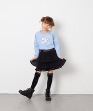 KJLJD09039 a.v.v KIDS(アー・ヴェ・ヴェ) [110-130]水玉プリーツシフォンパンツ ブラック