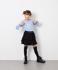 KJLJD09039 a.v.v KIDS(アー・ヴェ・ヴェ) [110-130]水玉プリーツシフォンパンツ ブラック