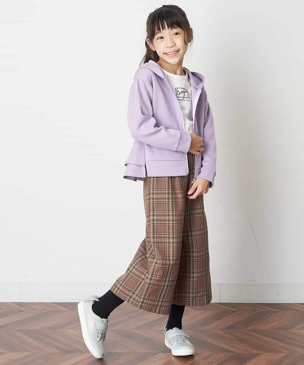 KJLJM24034 a.v.v KIDS(アー・ヴェ・ヴェ) [100-130]チェックガラサスペンダー付ワイドパンツ ブラウン