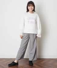 KJLJM24034 a.v.v KIDS(アー・ヴェ・ヴェ) [100-130]チェックガラサスペンダー付ワイドパンツ ブラウン
