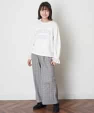 KJLJM24034 a.v.v KIDS(アー・ヴェ・ヴェ) [100-130]チェックガラサスペンダー付ワイドパンツ ブラウン