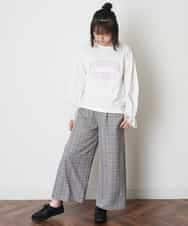 KJLJM24034 a.v.v KIDS(アー・ヴェ・ヴェ) [100-130]チェックガラサスペンダー付ワイドパンツ ブラウン