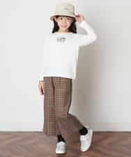 KJLJM24034 a.v.v KIDS(アー・ヴェ・ヴェ) [100-130]チェックガラサスペンダー付ワイドパンツ ブラウン