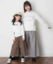 KJLJM24034 a.v.v KIDS(アー・ヴェ・ヴェ) [100-130]チェックガラサスペンダー付ワイドパンツ ブラウン