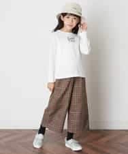 KJLJM24034 a.v.v KIDS(アー・ヴェ・ヴェ) [100-130]チェックガラサスペンダー付ワイドパンツ ブラウン