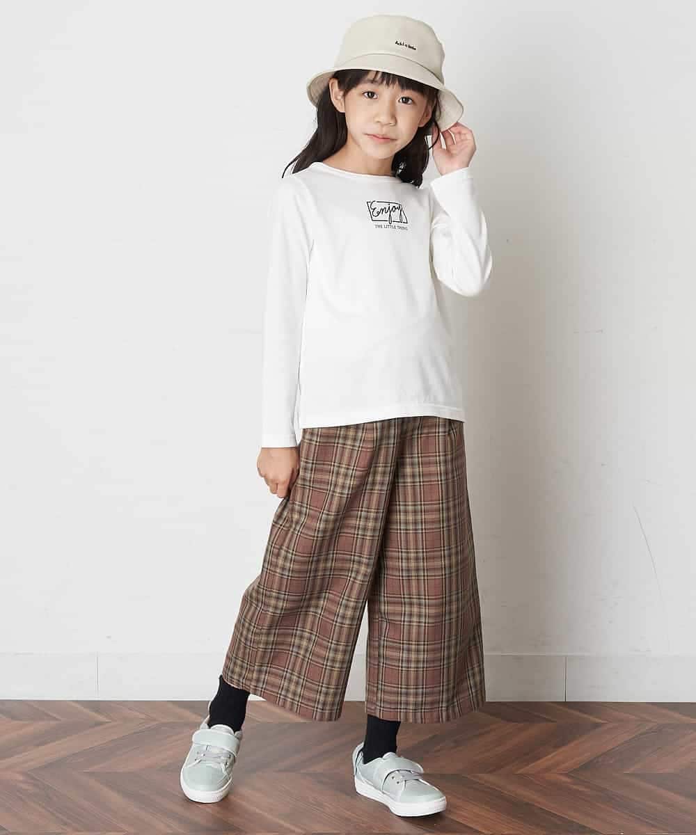 KJLJM24034 a.v.v KIDS(アー・ヴェ・ヴェ) [100-130]チェックガラサスペンダー付ワイドパンツ ブラウン