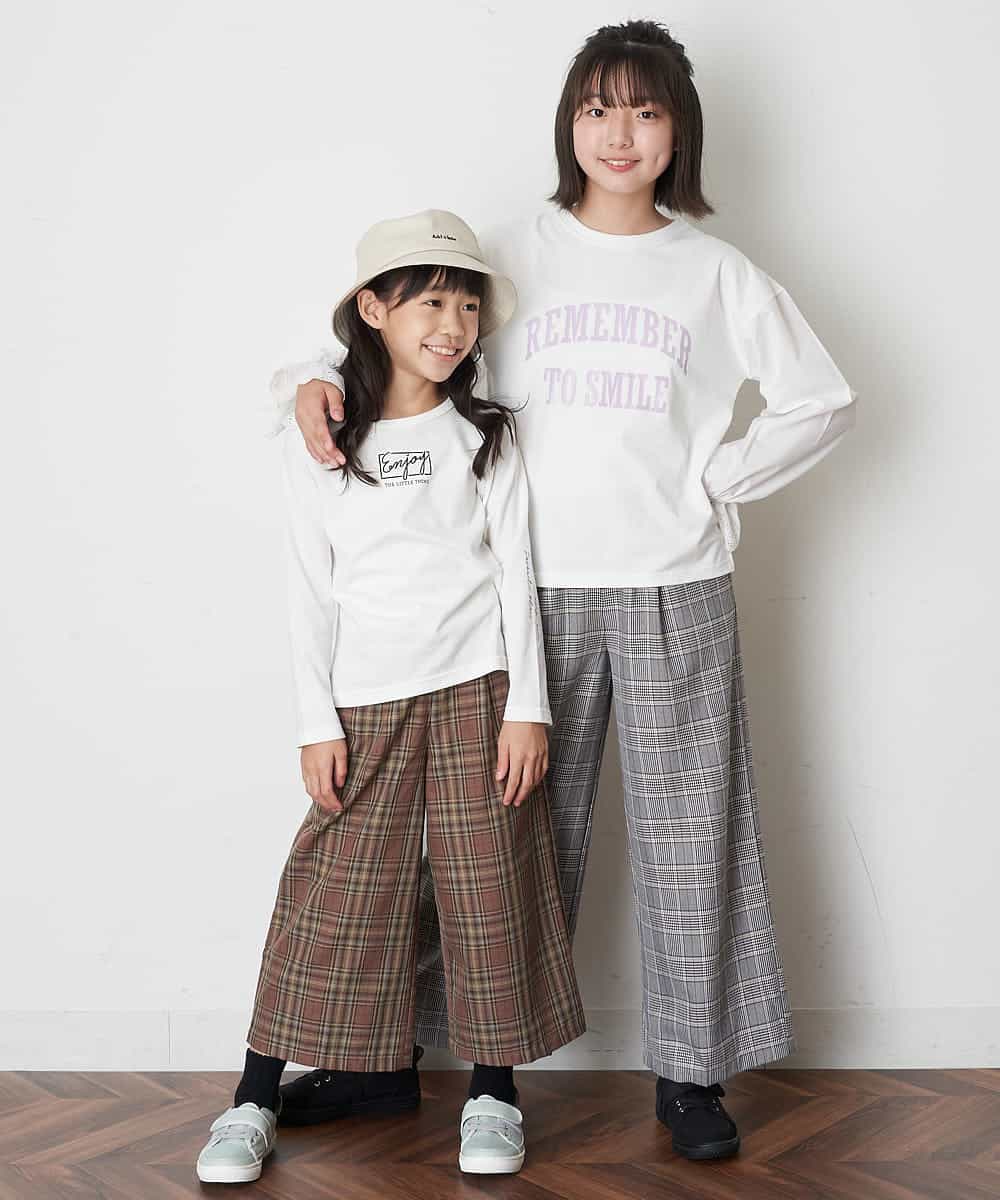 KJLJM24034 a.v.v KIDS(アー・ヴェ・ヴェ) [100-130]チェックガラサスペンダー付ワイドパンツ ブラウン