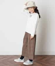 KJLJM24034 a.v.v KIDS(アー・ヴェ・ヴェ) [100-130]チェックガラサスペンダー付ワイドパンツ ブラウン