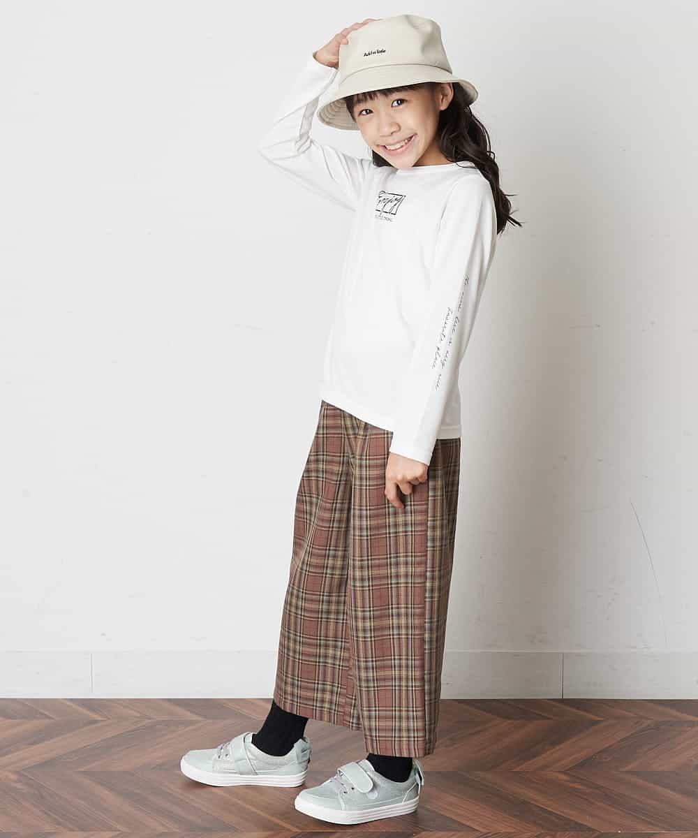 KJLJM24034 a.v.v KIDS(アー・ヴェ・ヴェ) [100-130]チェックガラサスペンダー付ワイドパンツ ブラウン