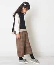 KJLJM24034 a.v.v KIDS(アー・ヴェ・ヴェ) [100-130]チェックガラサスペンダー付ワイドパンツ ブラウン