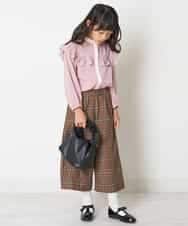 KJLJM24034 a.v.v KIDS(アー・ヴェ・ヴェ) [100-130]チェックガラサスペンダー付ワイドパンツ ブラウン