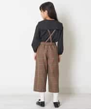 KJLJM24034 a.v.v KIDS(アー・ヴェ・ヴェ) [100-130]チェックガラサスペンダー付ワイドパンツ ブラウン