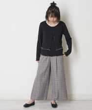 KJLJM24034 a.v.v KIDS(アー・ヴェ・ヴェ) [100-130]チェックガラサスペンダー付ワイドパンツ ブラウン