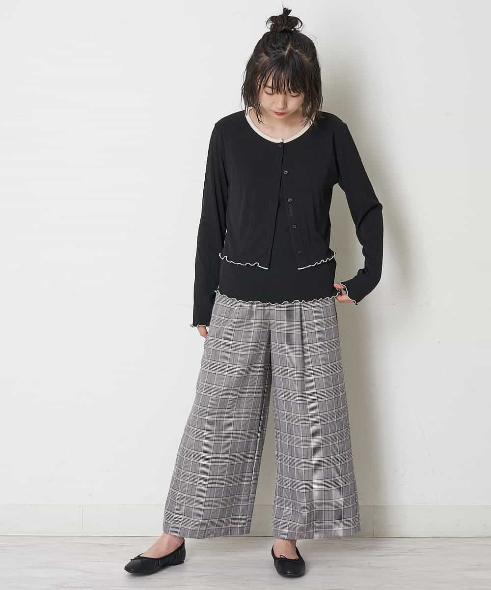 KJLJM24034 a.v.v KIDS(アー・ヴェ・ヴェ) [100-130]チェックガラサスペンダー付ワイドパンツ ブラウン