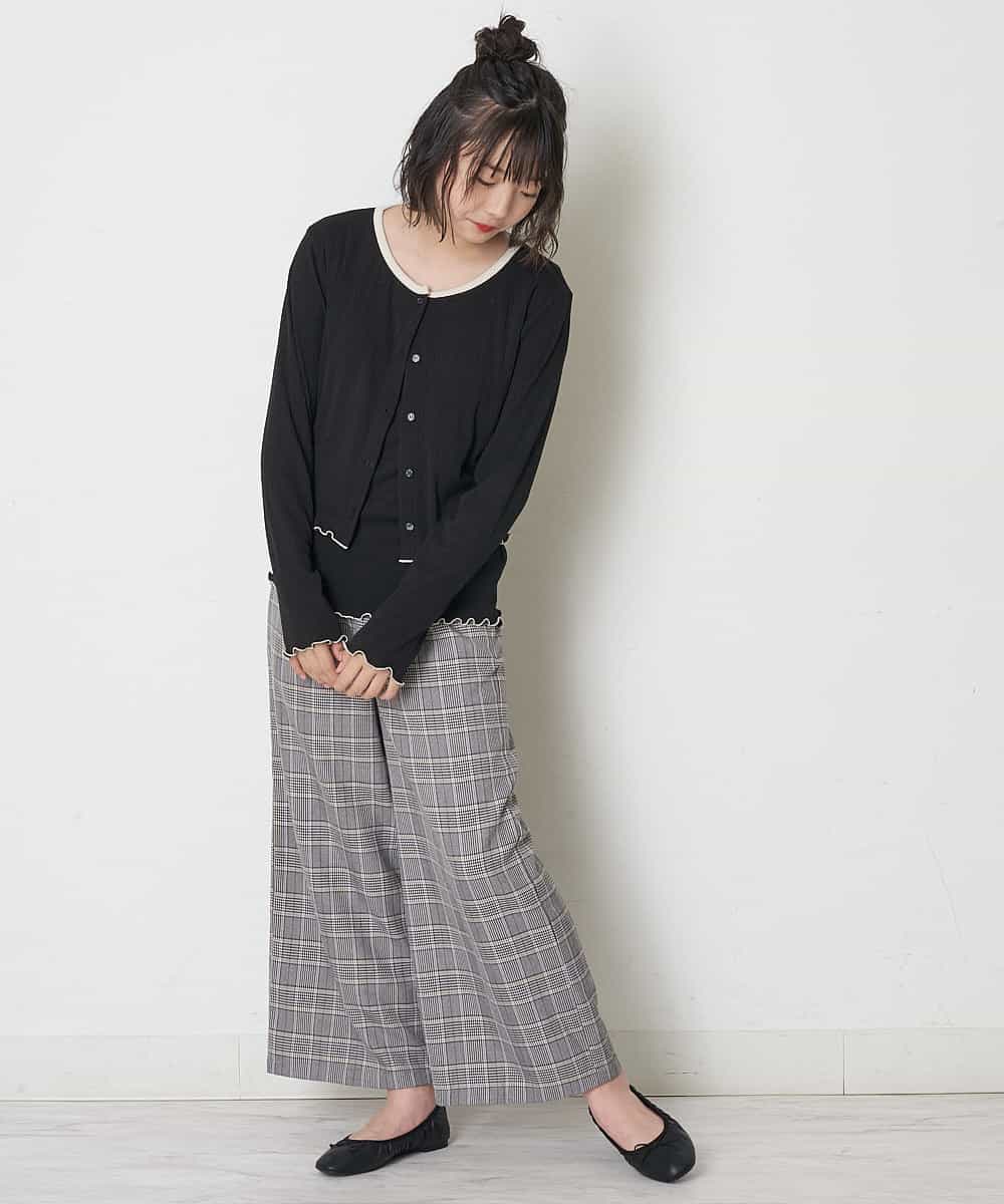 KJLJM24034 a.v.v KIDS(アー・ヴェ・ヴェ) [100-130]チェックガラサスペンダー付ワイドパンツ ブラウン