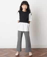 KJLJM26029 a.v.v KIDS(アー・ヴェ・ヴェ) [100-130]チェックガラカットソーパンツ ブラック