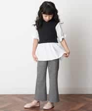 KJLJM26029 a.v.v KIDS(アー・ヴェ・ヴェ) [100-130]チェックガラカットソーパンツ ブラック