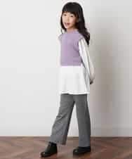 KJLJM26029 a.v.v KIDS(アー・ヴェ・ヴェ) [100-130]チェックガラカットソーパンツ ブラック