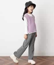 KJLJM26029 a.v.v KIDS(アー・ヴェ・ヴェ) [100-130]チェックガラカットソーパンツ ブラック