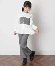 KJLJM26029 a.v.v KIDS(アー・ヴェ・ヴェ) [100-130]チェックガラカットソーパンツ ブラック