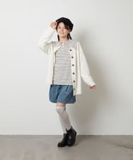 KJLJS33029 a.v.v KIDS(アー・ヴェ・ヴェ) [100-130]【セットアップ対応】ブライトコールタックキュロット ネイビー