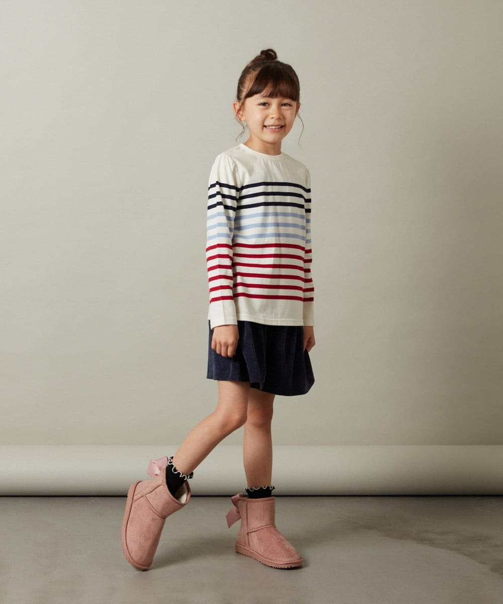 KJLJS33029 a.v.v KIDS(アー・ヴェ・ヴェ) [100-130]【セットアップ対応】ブライトコールタックキュロット ネイビー