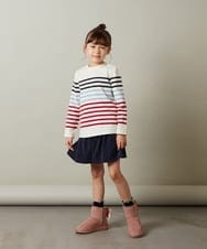 KJLJS33029 a.v.v KIDS(アー・ヴェ・ヴェ) [100-130]【セットアップ対応】ブライトコールタックキュロット ネイビー