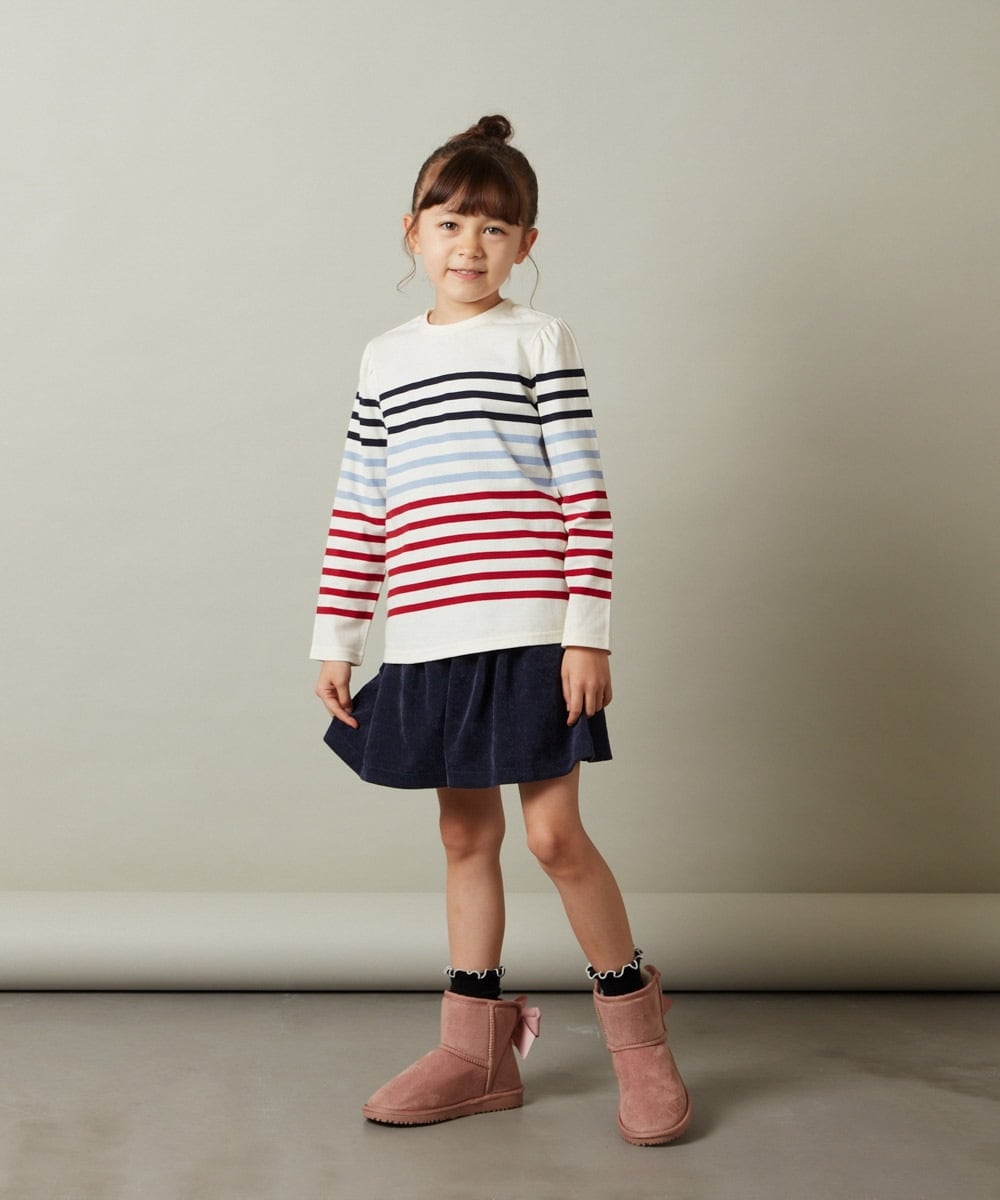 KJLJS33029 a.v.v KIDS(アー・ヴェ・ヴェ) [100-130]【セットアップ対応】ブライトコールタックキュロット ネイビー