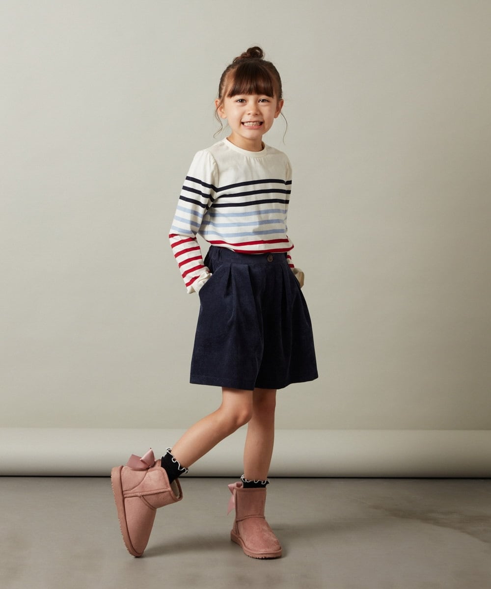 KJLJS33029 a.v.v KIDS(アー・ヴェ・ヴェ) [100-130]【セットアップ対応】ブライトコールタックキュロット ネイビー