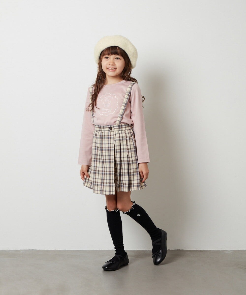 KJLJS36029 a.v.v KIDS(アー・ヴェ・ヴェ) [100-130]サスペンダー付きラップキュロット ベージュ