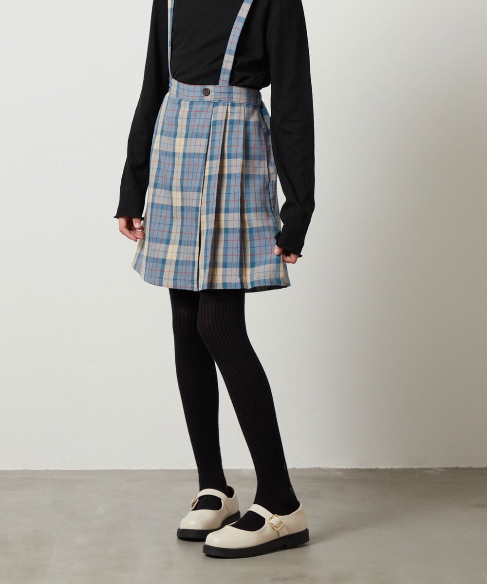 KJLJT36034 a.v.v KIDS(アー・ヴェ・ヴェ) [140-150]サスペンダー付きラップキュロット ライトブルー