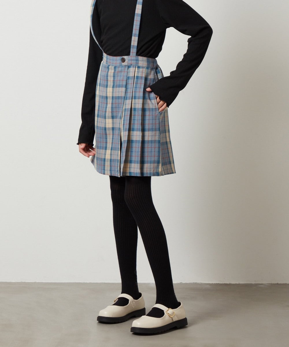 KJLJT36034 a.v.v KIDS(アー・ヴェ・ヴェ) [140-150]サスペンダー付きラップキュロット ライトブルー