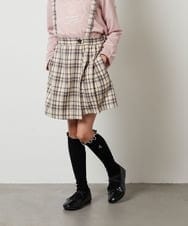 KJLJT36034 a.v.v KIDS(アー・ヴェ・ヴェ) [140-150]サスペンダー付きラップキュロット ベージュ
