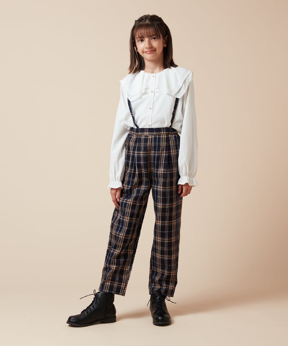 KJLJV33039 a.v.v KIDS(アー・ヴェ・ヴェ) [120-160サスペンダー付きテーパードパンツ ライトブルー