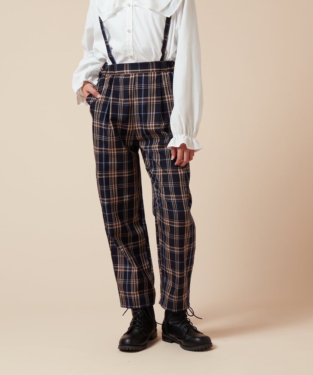 KJLJV33039 a.v.v KIDS(アー・ヴェ・ヴェ) [120-160サスペンダー付きテーパードパンツ ネイビー