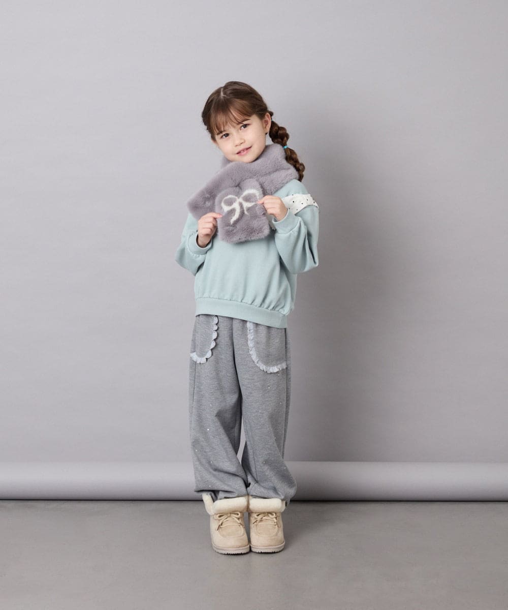 KJLKD11044 a.v.v KIDS(アー・ヴェ・ヴェ) [130-160]【洗える】キラキラスウェットパンツ ライトグレー