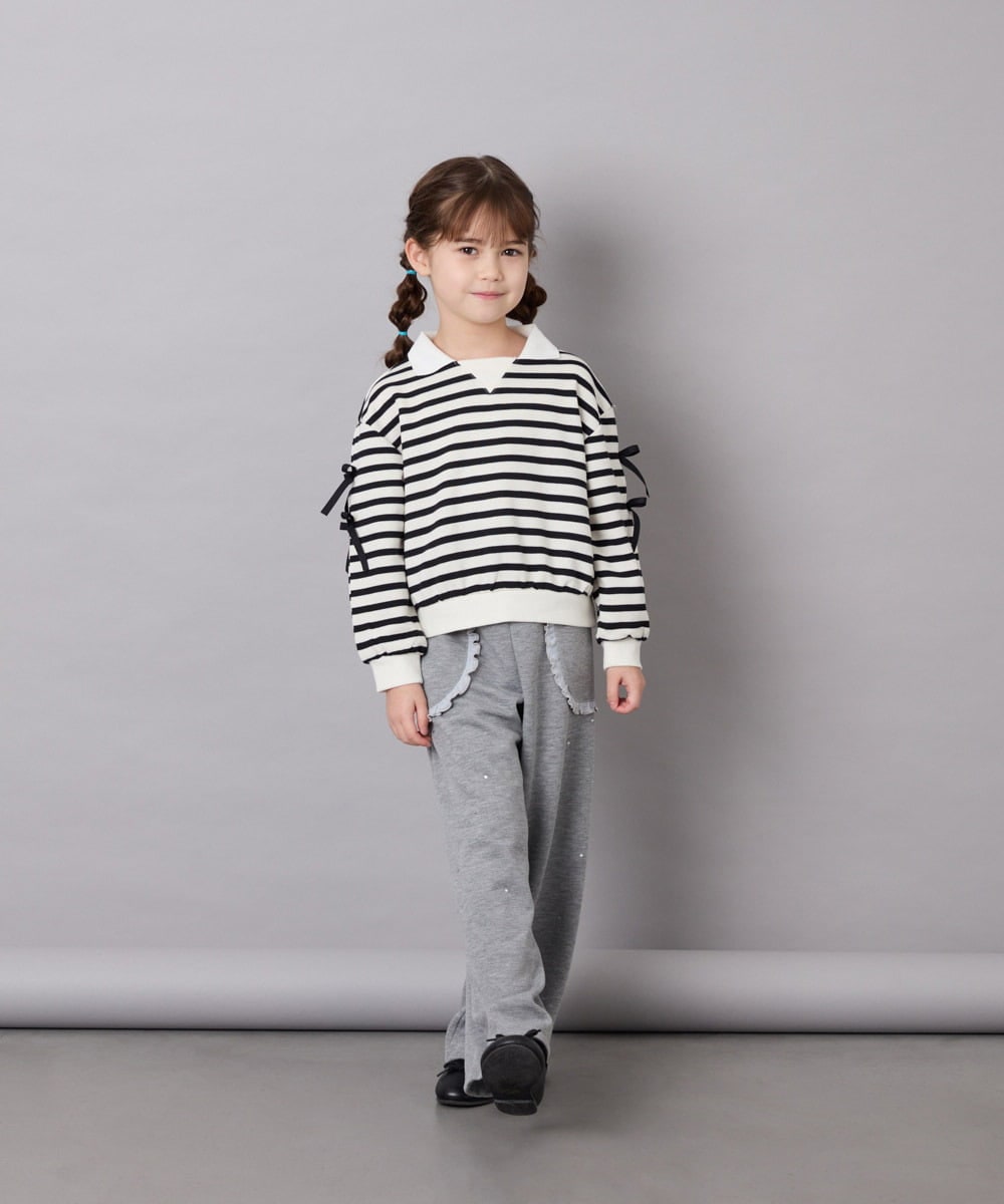 KJLKD11044 a.v.v KIDS(アー・ヴェ・ヴェ) [130-160]【洗える】キラキラスウェットパンツ ライトグレー