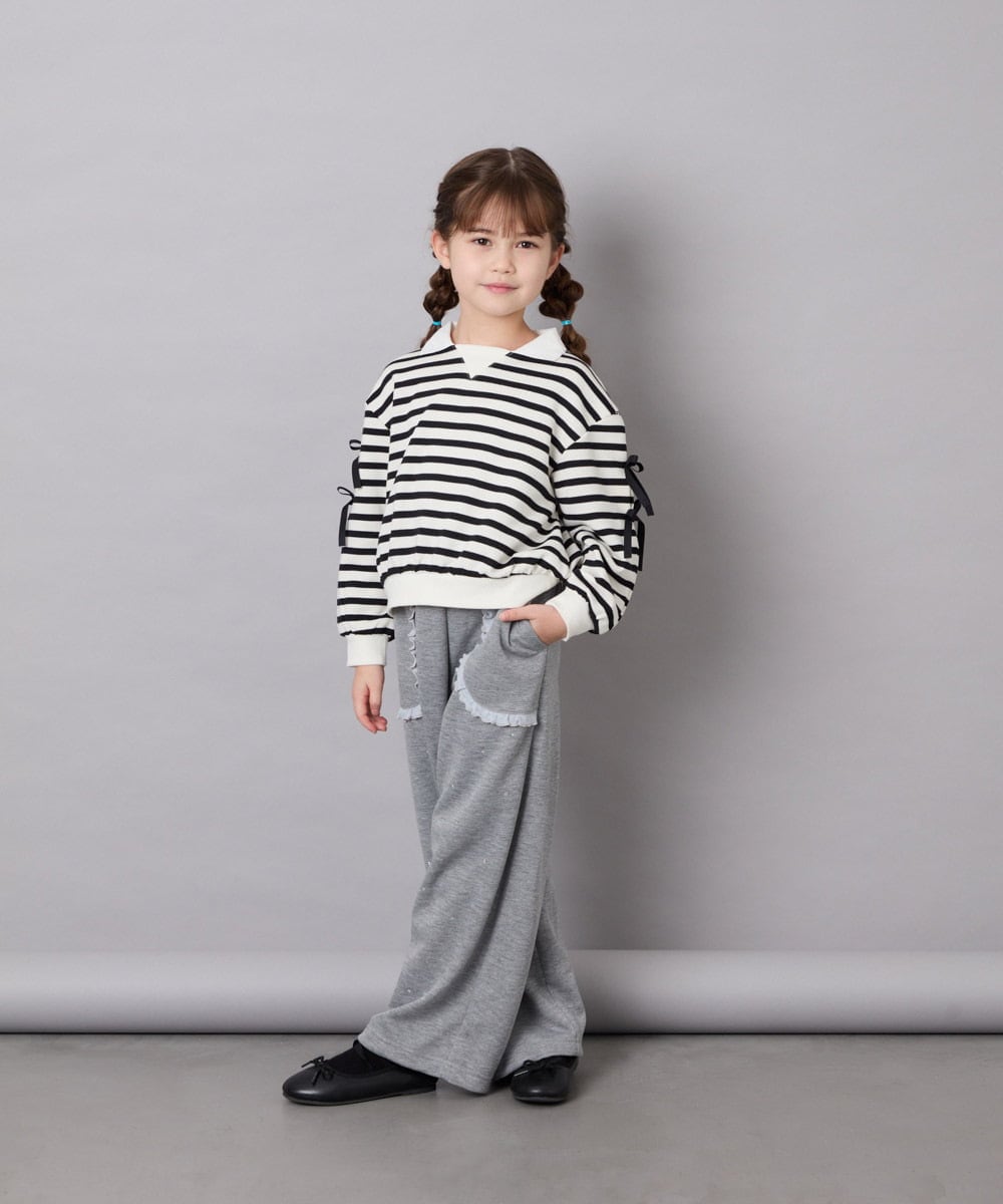 KJLKD11044 a.v.v KIDS(アー・ヴェ・ヴェ) [130-160]【洗える】キラキラスウェットパンツ ライトグレー
