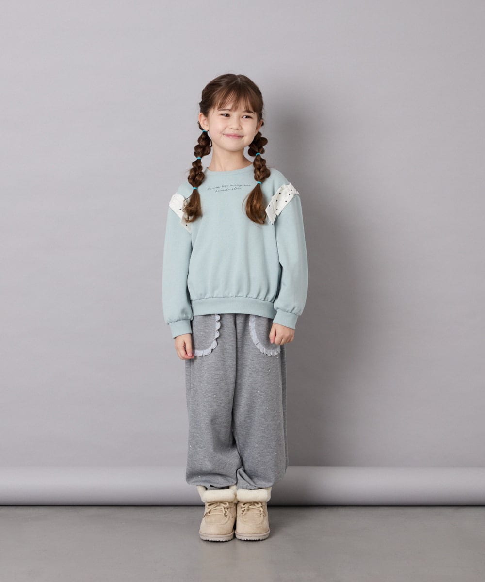 KJLKD11044 a.v.v KIDS(アー・ヴェ・ヴェ) [130-160]【洗える】キラキラスウェットパンツ ライトグレー