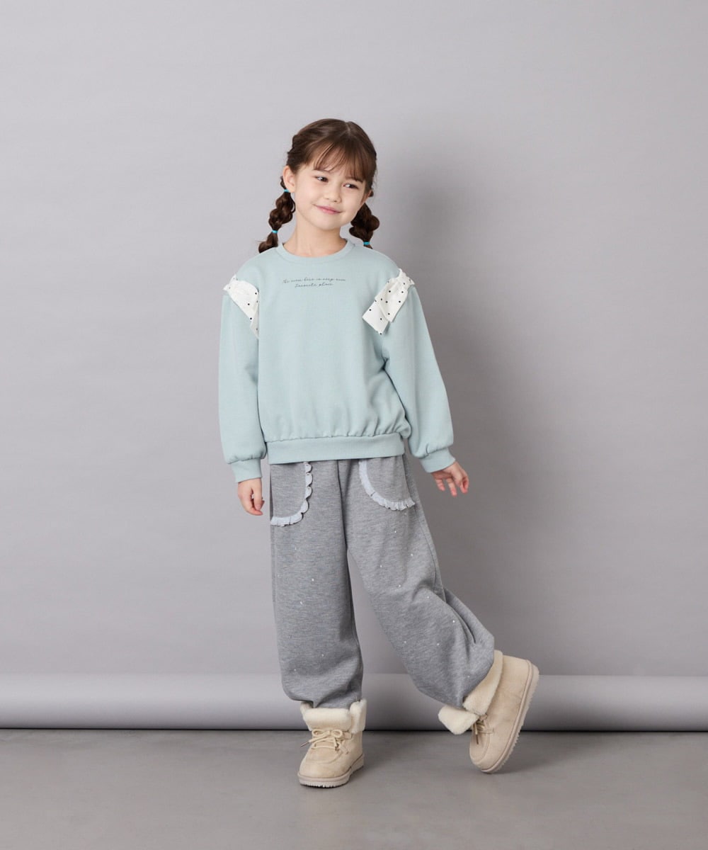 KJLKD11044 a.v.v KIDS(アー・ヴェ・ヴェ) [130-160]【洗える】キラキラスウェットパンツ ライトグレー