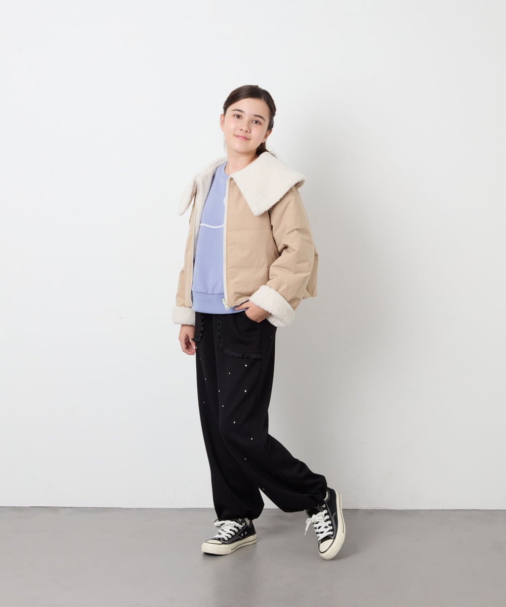 KJLKD11044 a.v.v KIDS(アー・ヴェ・ヴェ) [130-160]【洗える】キラキラスウェットパンツ ブラック