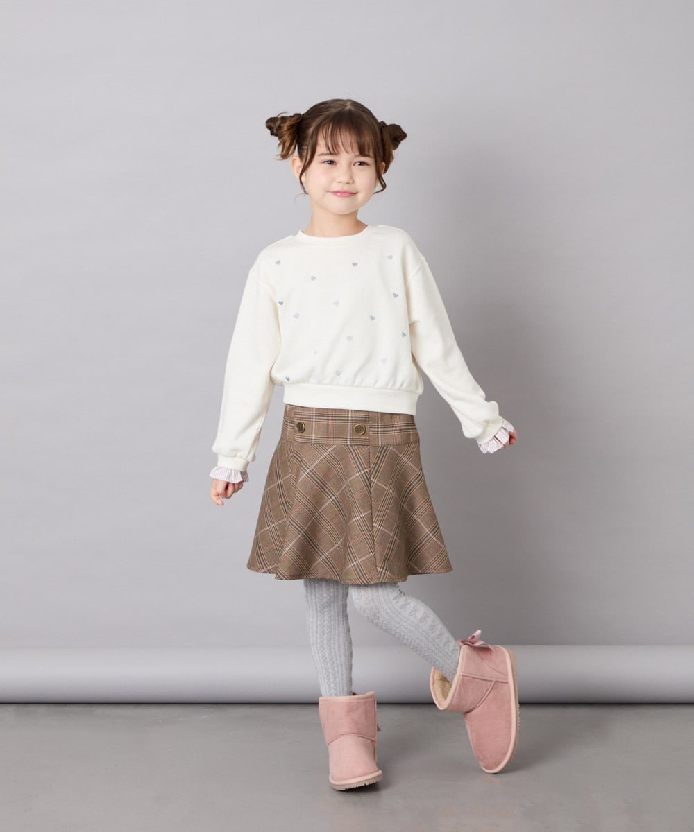 KJLKD12039 a.v.v KIDS(アー・ヴェ・ヴェ) [130-150]【洗える】フレアスカート見えスカパン オレンジ