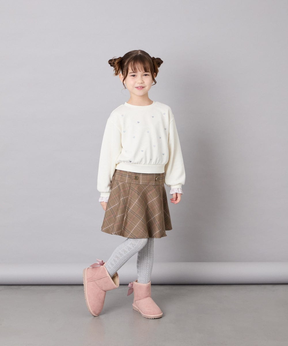 KJLKD12039 a.v.v KIDS(アー・ヴェ・ヴェ) [130-150]【洗える】フレアスカート見えスカパン オレンジ